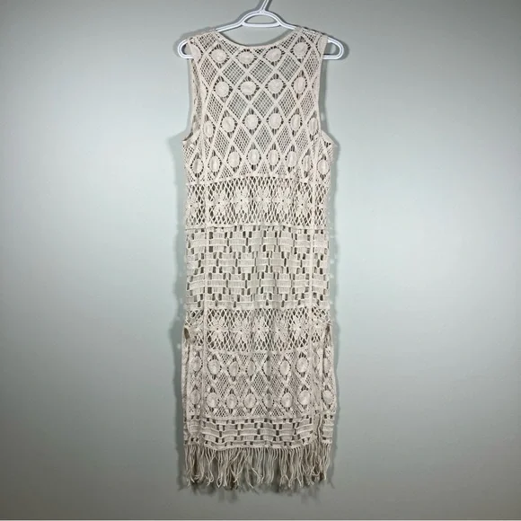 QED Crocheted Long Vest/Cardigan Size Medium - Picture 2 of 6